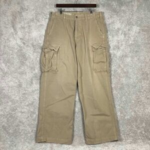 VTG American Eagle Cargo Pants Mens Khaki 34x32 Tan Cotton Paratrooper 28C/1021